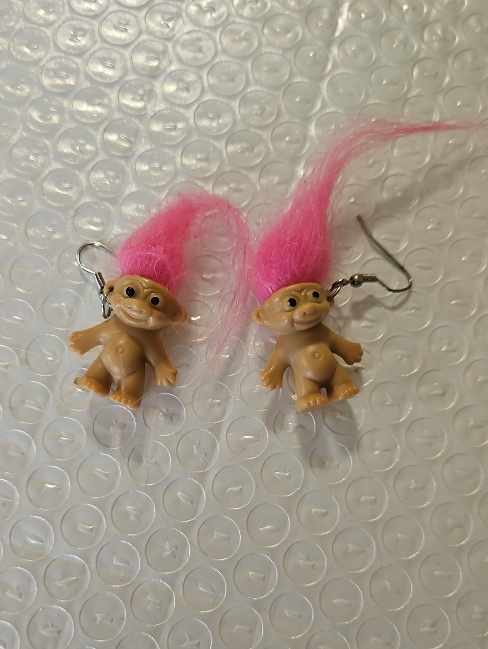 Troll Doll Earrings with Pink Hair